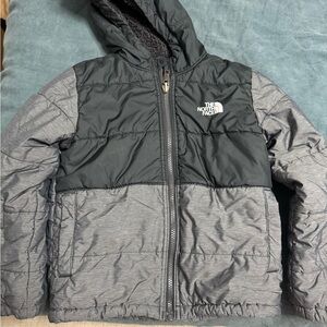 The North Face Charcoal and Black Reversible Puffer Jacket- Kids size 7
